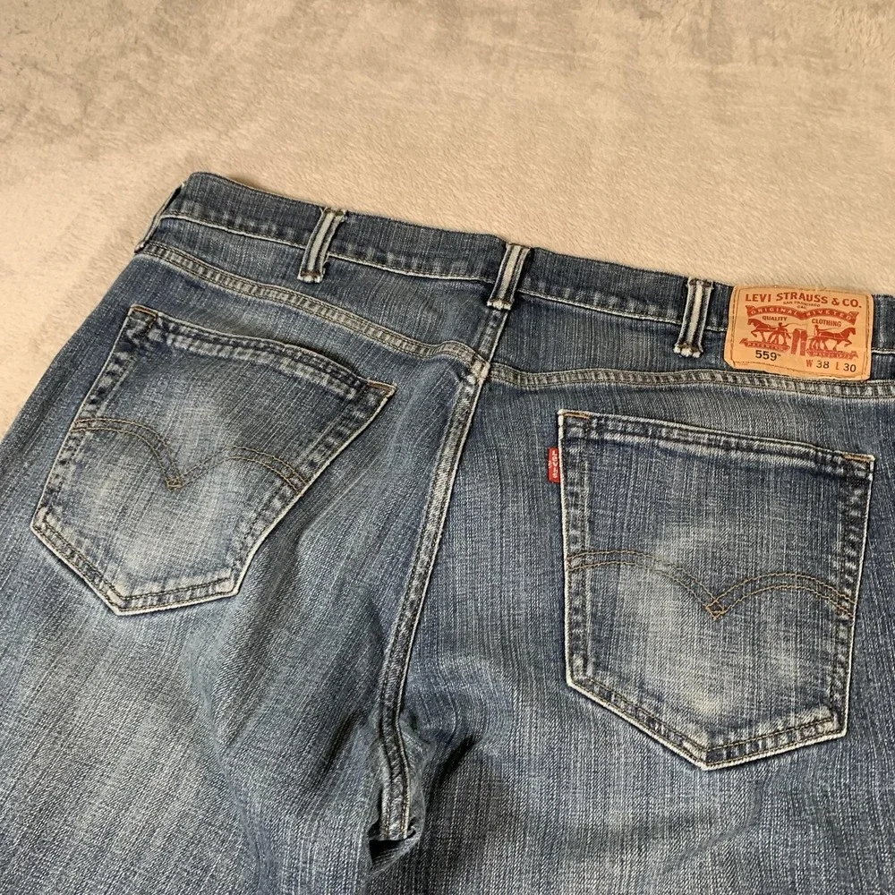 VTG Levis 559 Jeans Mens 38x30 Blue Relaxed Straight Fit Stretch Denim Mid Wash‎
